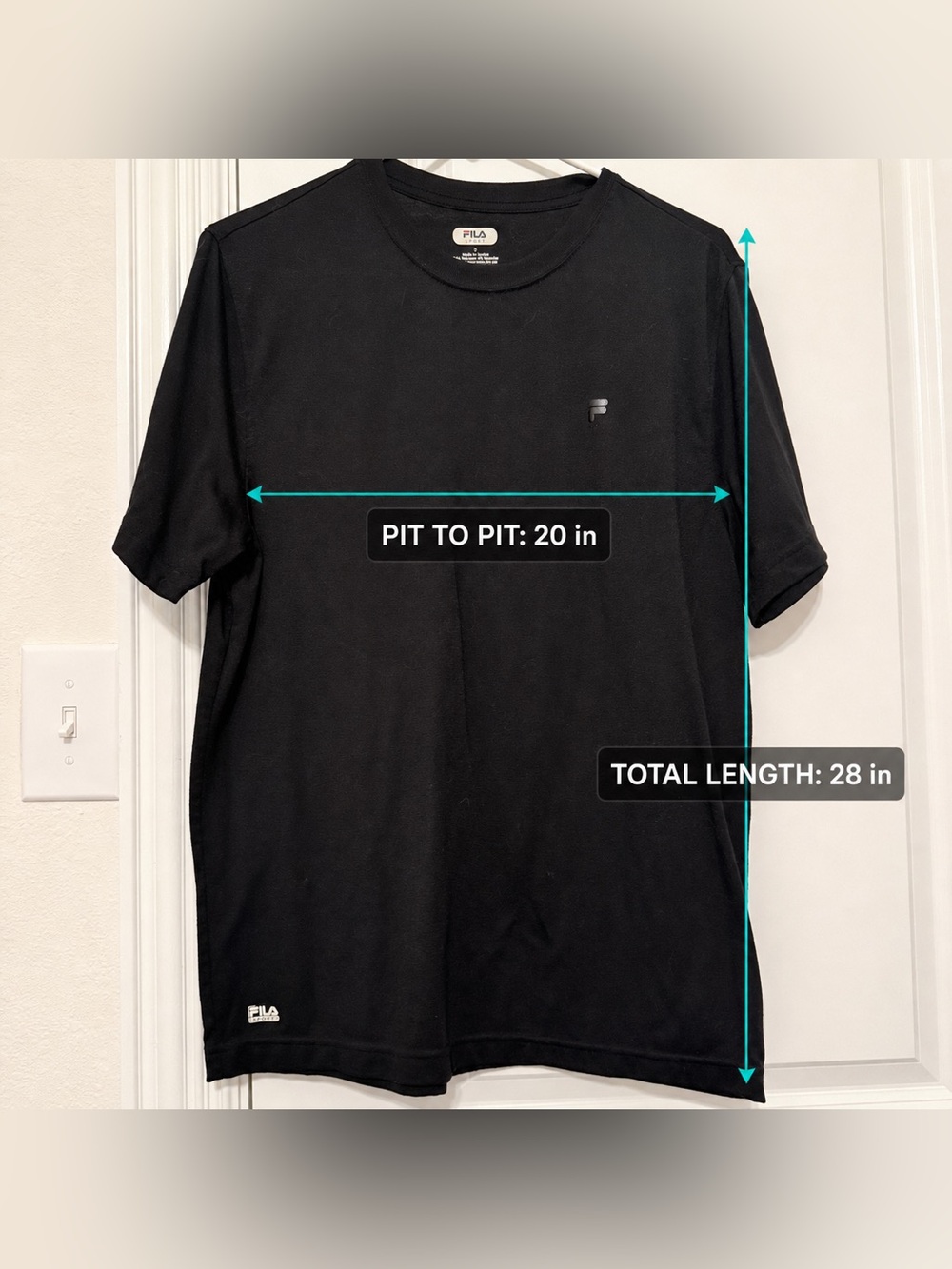 FILA Sport Black Performance T-Shirt Small Stretch Athletic Tee